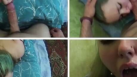 A big dick fucked deep into the mouth of an asshole mistress in the style of BDSM. POV . Cum on face!