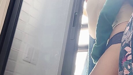 My wife encourages me to fuck on the balcony in front of the neighbors!