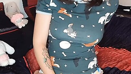 Abdl pup using magic wand on her wet diaper