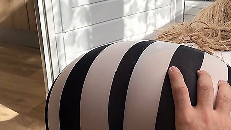 MILF in tight tights bent over and relaxed her big ass for anal sex