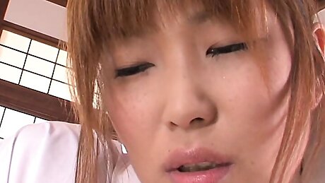 Japanese babe, Yuuno Hoshi is masturbating, uncensored