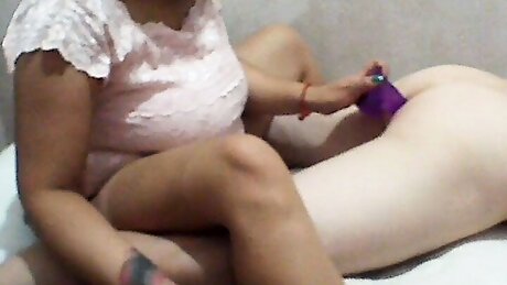 Bbw Filipina wife fuck sissy hubby with Huge dildo