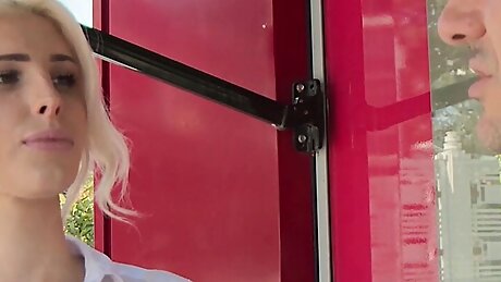 Skinny blonde Mandy Slim hard ass fucked