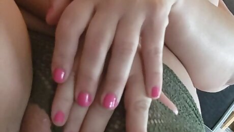 Nipple Clamps and Wet Pussy Play with her Boyfriend on the Couch in the Middle of the day.