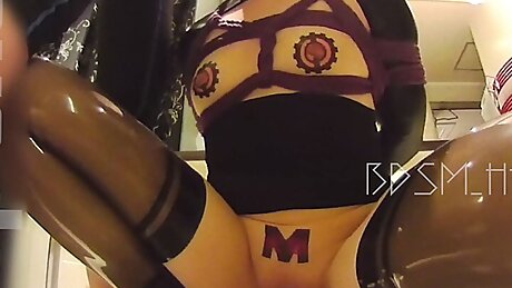 Slavedoll Training . Labert stockings open legs ... fellatio ... urinate while sniffing the penis ... stinky orgasm ...