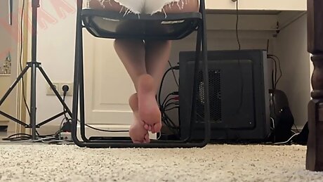 Asmr schoolgirl shows legs and licks microphone