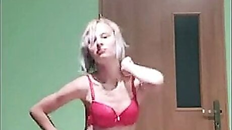 striptease of a Polish girl in sexy lingerie