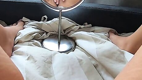 LOOK AT THE MIRROR - GIRL MASTURBATION WET PUSSY FINGERING POV