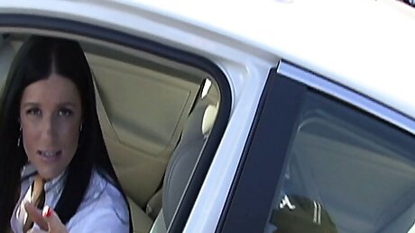 Black bull pick up brunette girl from car and give her what she want