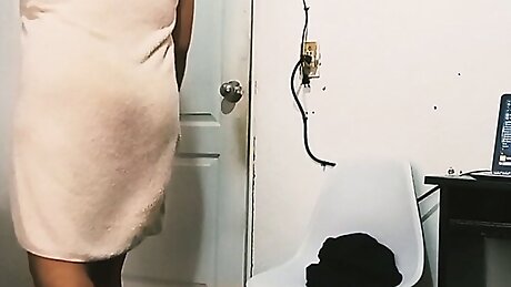 filming my wife unnoticed as she prepares to take a shower