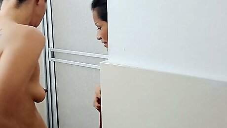 My stepsister is in the shower and I get very horny and I fuck her