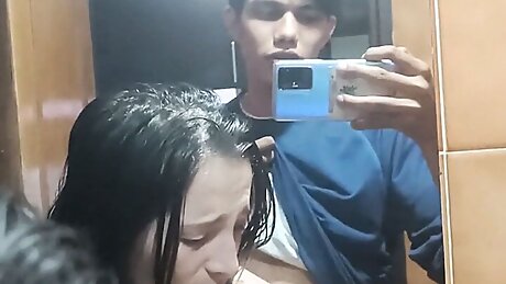 I GET HOME FROM MY GIRLFRIEND BUT I FIND HER IN THE BATHROOM, I ASK HER TO SUCK MY DICK TO GO TO THE PARTY