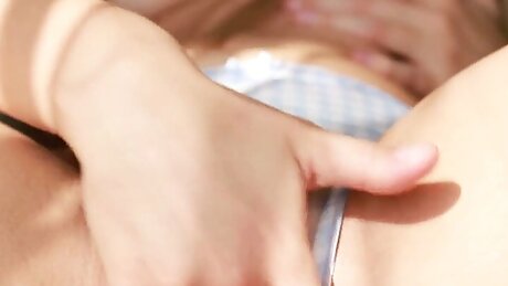 HAPPY GIRL RUBS WET PUSSY THROUGH PANTIES