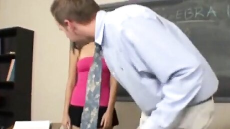 Schoolgirl fucks her old dude teacher