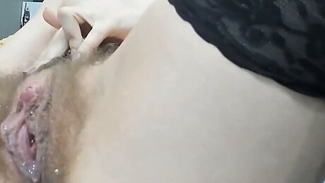 Closeup squirt with vibrator