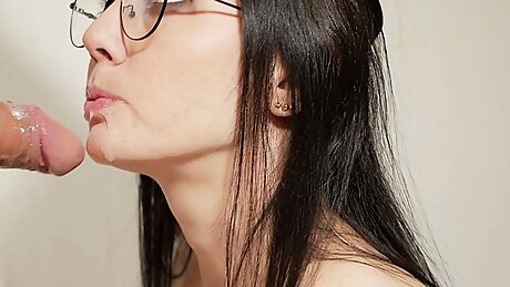 Gorgeous broad does sweet takes in the mouth penis to her lustful lord.