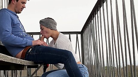 Almost getting caught fucking on a public observation tower over the forest