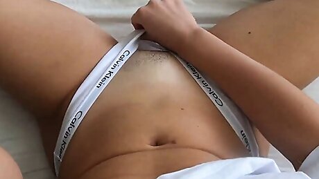 POV CUTE GIRL CUMS - WHITE WET PANTIES