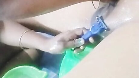 Indian wife shave husband