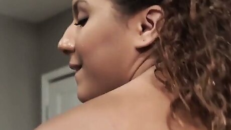 Stepteen Latina sucking cock POV and enjoying taboo sex