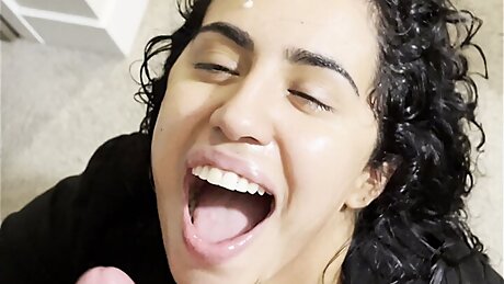 POV Sloppy Blowjob from hot young latina gets it rough