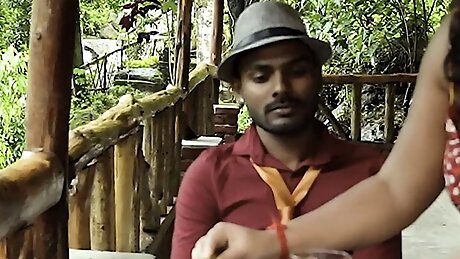 DIRTY MILF WAITER SEDUCE HER CLIENT, OUTDOOR