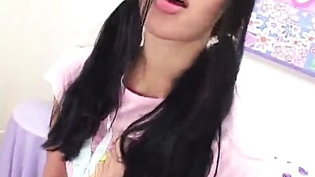 Young Yasmin with mediem tits rubbing and fingering pussy