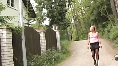 Sexy blonde in stockings loves my cock!