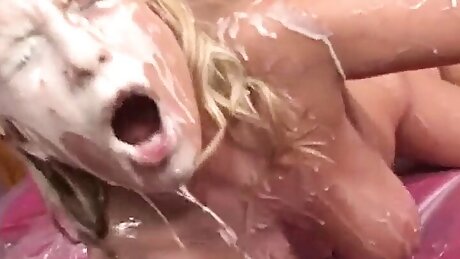 Jessica Moore drenched in hot jizz