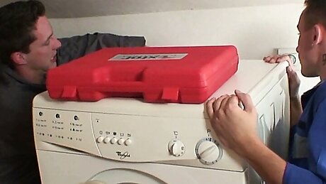 Old grandma takes two dicks from both sides