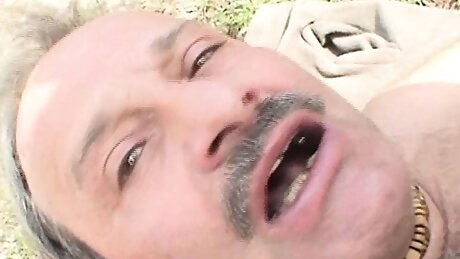 Old pig and young bitch outdoor!