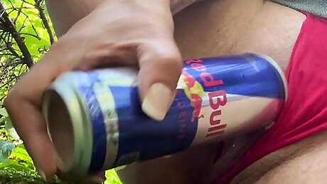 SODA CAN vs Amateur milking mom. Public weird insertions