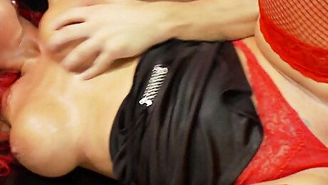 Redhead delivers a superb blowjob before getting rammed doggystyle