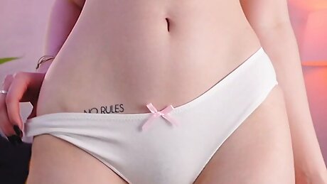 Girl trying lots of panties on her big butt and showing off her pussy