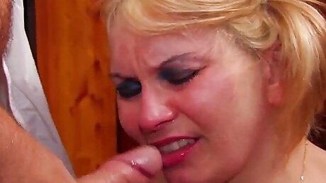 Fat blonde milf gives Terry Reid anal sex and blowjob