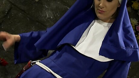 Religious Nun In Fetish Stockings Fucks Blonde With Long Dildo
