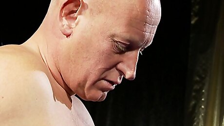 Hot stripper in fishnets gangbanged on the stage