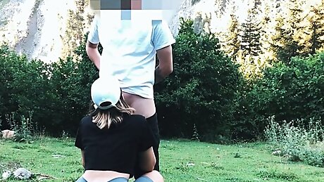 Big ass student fucked in the forest in standing doggystyle
