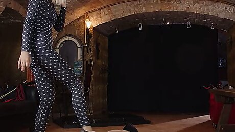 Sexy Blonde Lady Plays With Poor Dick