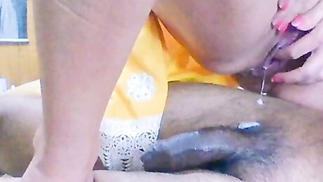 MILF Flashing Shaved Cum Dripping Pussy After Getting Fucked