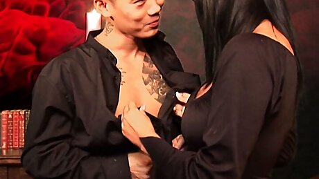 Busty Brunette Bends Over And Take This Long Cock From Behind While Others Do The Same