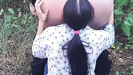 Stranger licked my pussy and ass in the woods - Lesbian-illusion