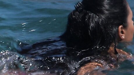 Long haired Latina gets banged outdoors in an interracial affair