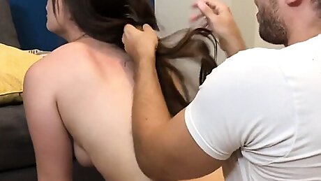 Teen slut fucks hubby and gives blowjob while wife films