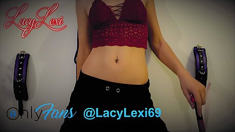 Lexi oils herself, while dancing sensually during online show.