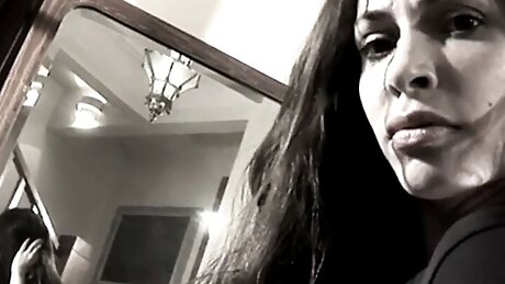 Stockinged Lesbian Nina Strips Off Slowly