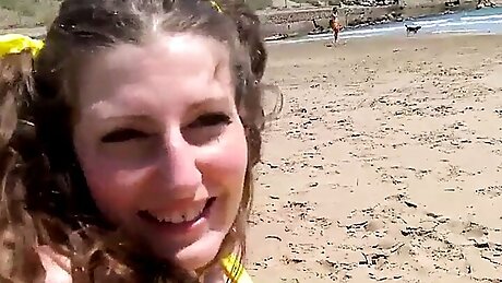 Sabrina Deep gives blowjob and fucks on the beach  2