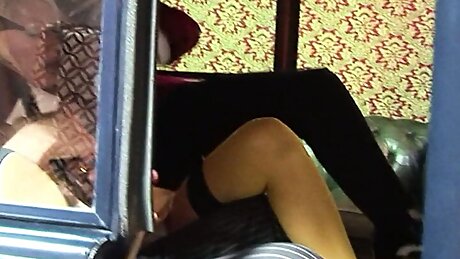 Two Well-Heeled Dudes Jazz It With Pretty Brunette Cab Driver And Her Blond Passenger