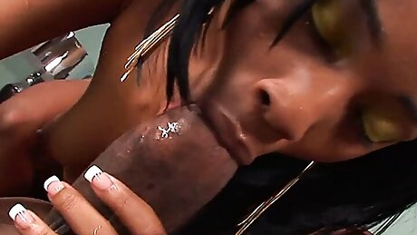 Ebony brooke sucking and fucking big black cock