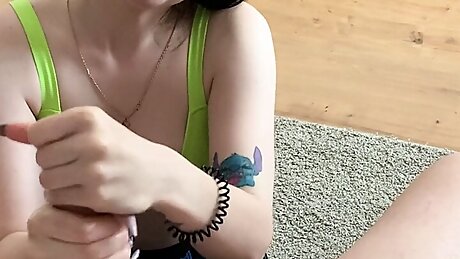 Teen Olivia joyfully touches cock for the first time and tastes sperm like an adult